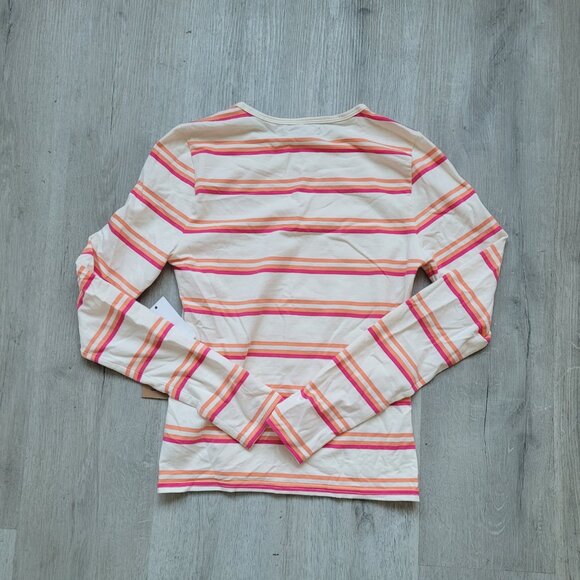 Vans T-Shirt Women’s Size S Long Sleeve Striped Resort Club Pink White Crewneck - Picture 2 of 3
